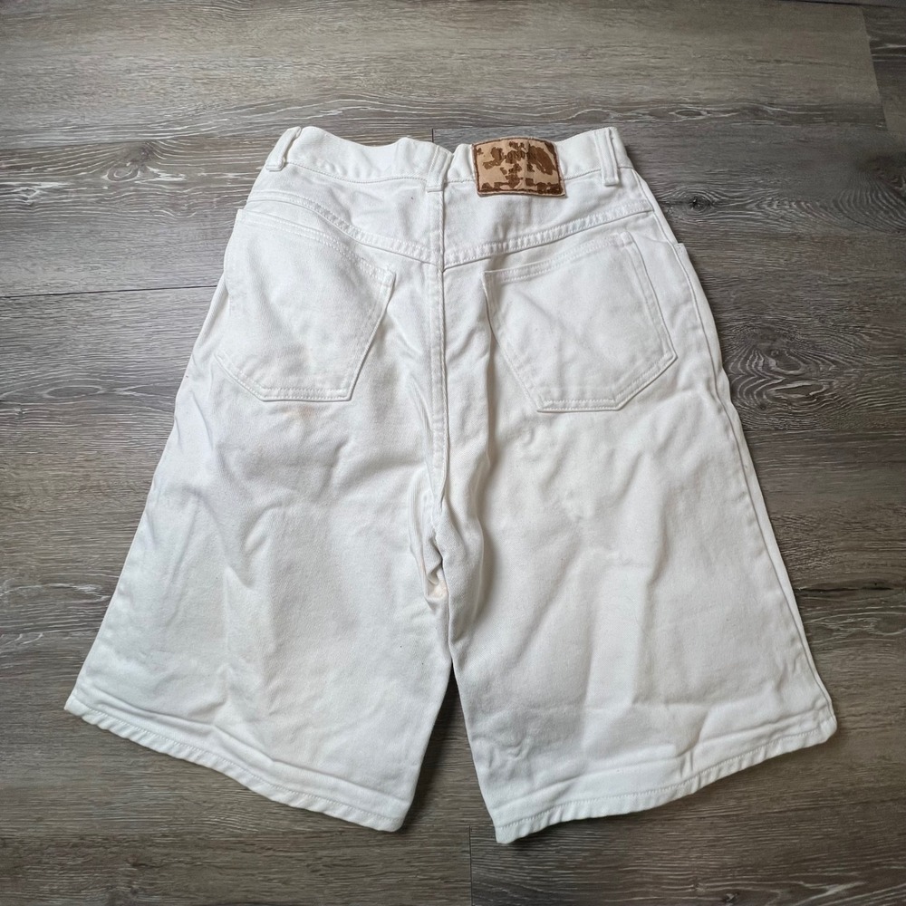 Moda International London Jean Shorts Womens 8 White Denim Baggy High Rise 90s